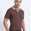 Textured Polo T-Shirt ( Coffee Brown  - Beige )