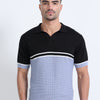 Knitted Polo T Shirt ( Black - Lt Blue )