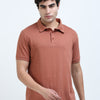Minimal classic polo T-shirt - Rust