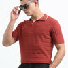 Knitted Polo T Shirt (Terra Cotta)