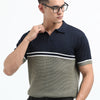 Knitted Polo T Shirt (Black and Moss Green)